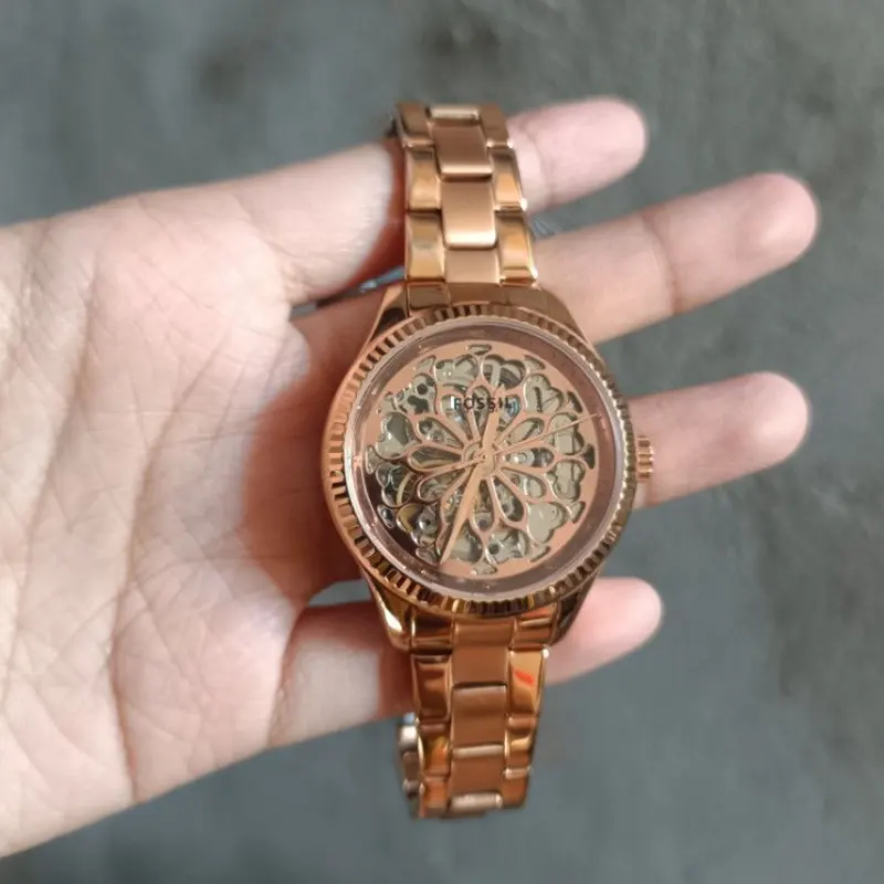 Fossil Rye Automatic Rose Gold-tone Ladies Watch- BQ3754